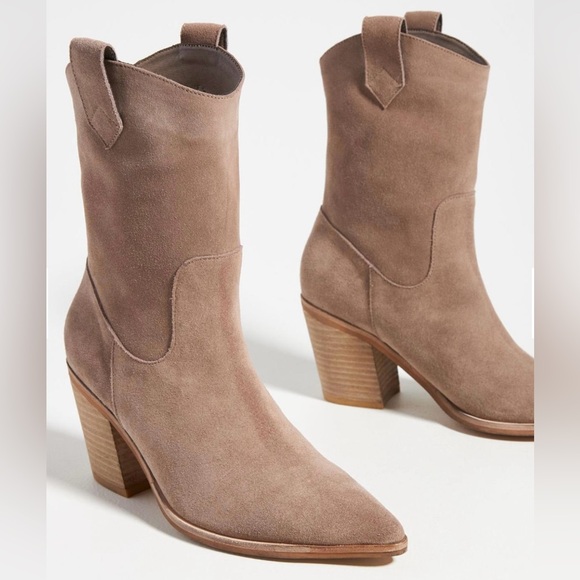 NWT Anthropologie Silent D Munchy Western Boot in Taupe Size 38 - Picture 2 of 11